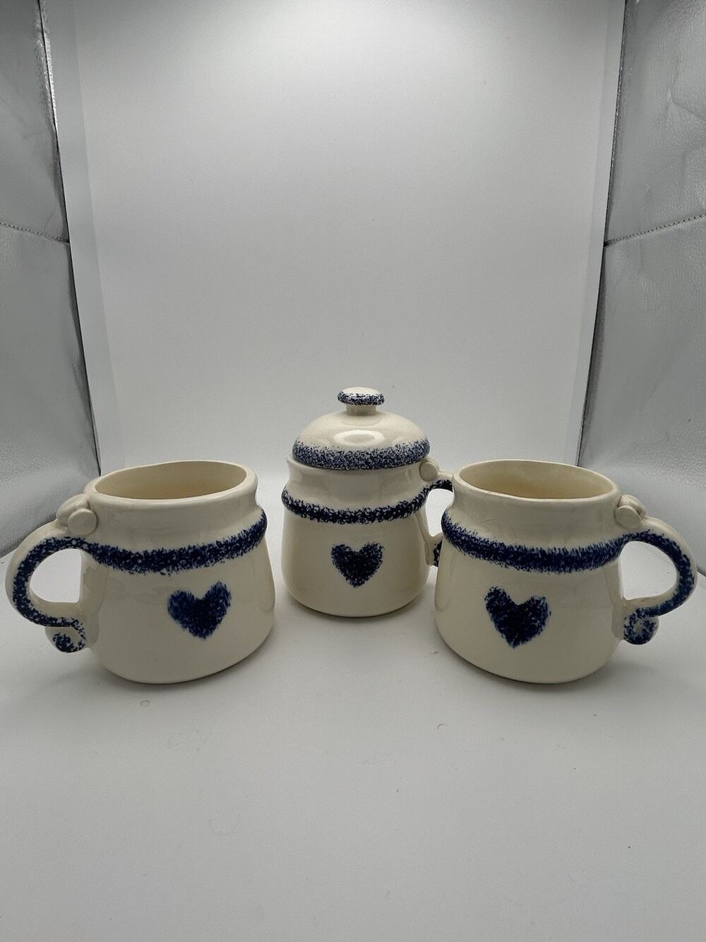 Blue Hearts Pottery. Hand Made And Painted.